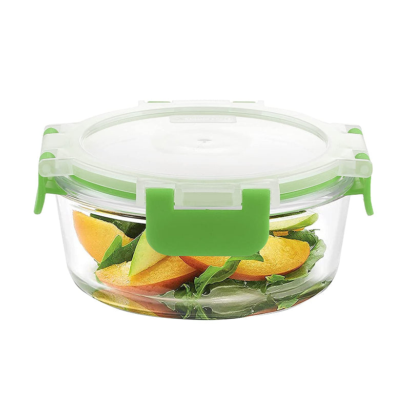 Cutting EDGE Borosilicate Glass Container with Lid Safe Lock Round Glass Food Container Microwave Safe for Kitchen, Cooking & Dining