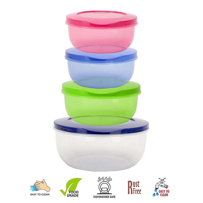 Cutting EDGE 4 Pc SWITCH STORAGE (6850 ML) - Eco-Storage Sturdy & Durable Plastic Containers & Organizer Set Large Pack (Special Edition) for Home & Kitchen, Refrigerator, Multipurpose Use / Ecoware Rainbow Pack