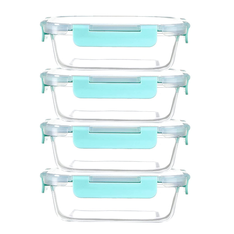 Cutting EDGE Borosilicate Glass Microwave Safe Rectangle Container Multipurpose Lunch Box with Break Free Detachable Locks, Freezer Safe, Airtight, Leakproof
