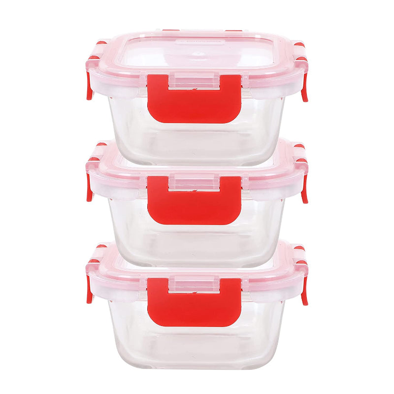Cutting EDGE Borosilicate Glass Container with Lid Square Glass Container Microwave Safe for Kitchen
