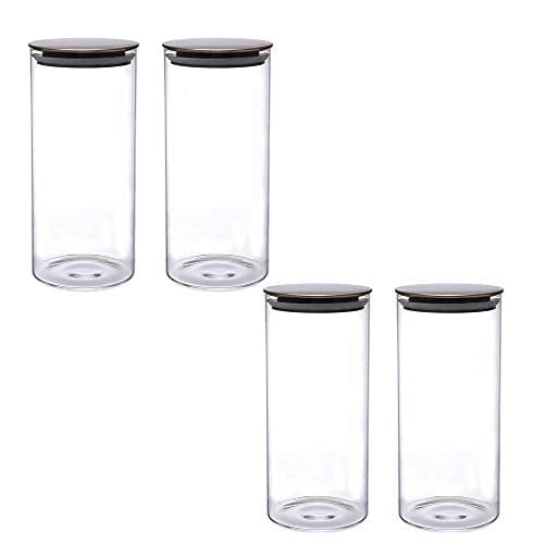 Cutting EDGE Borosilicate Round Glass Jar for Kitchen, Dry Fruits, Snacks, Storage with Metallic Lid with Silicone Sealant Ring Inside