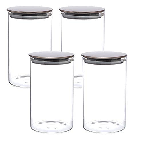Cutting EDGE Borosilicate Round Glass Jar for Kitchen, Dry Fruits, Snacks, Storage with Metallic Lid with Silicone Sealant Ring Inside