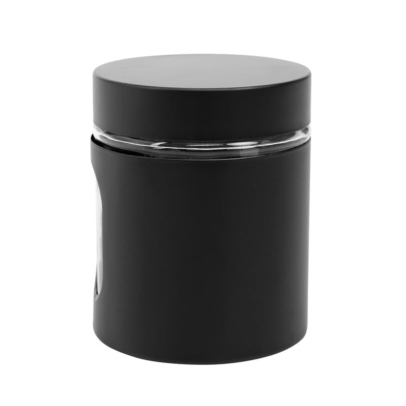 Cutting EDGE Oval Window - Powdered Black Finish Glass Jars for Dal,Dry Fruits,Spices and other Kitchen Storage