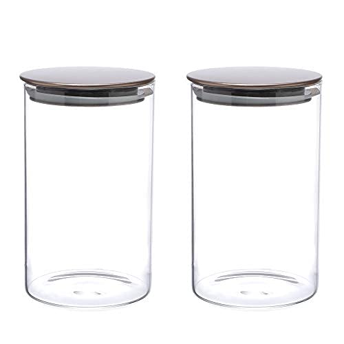 Cutting EDGE Borosilicate Round Glass Jar for Kitchen, Dry Fruits, Snacks, Storage with Metallic Lid with Silicone Sealant Ring Inside