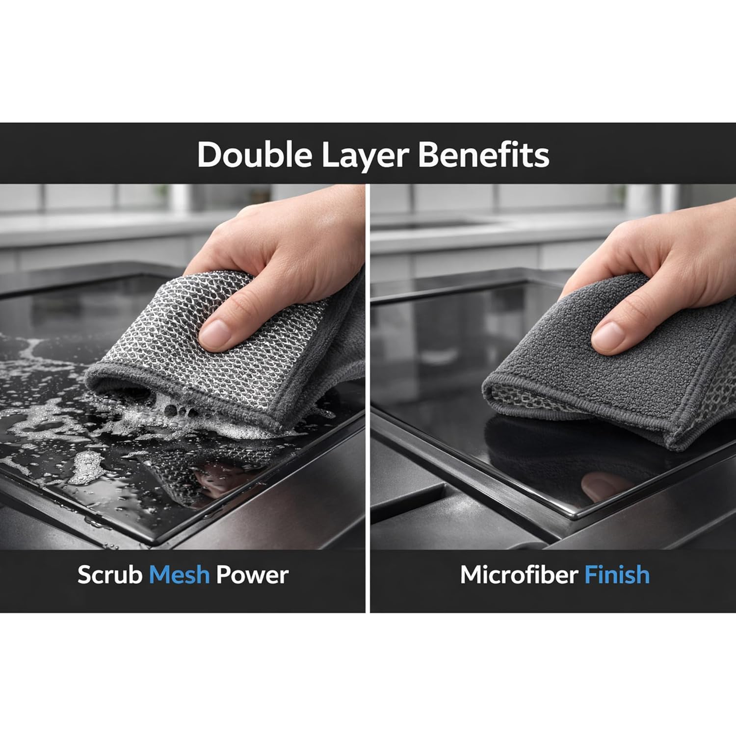 Cleaning Cloth with Reverse Scrub Fabric - 180 GSM, All purpose Use ...