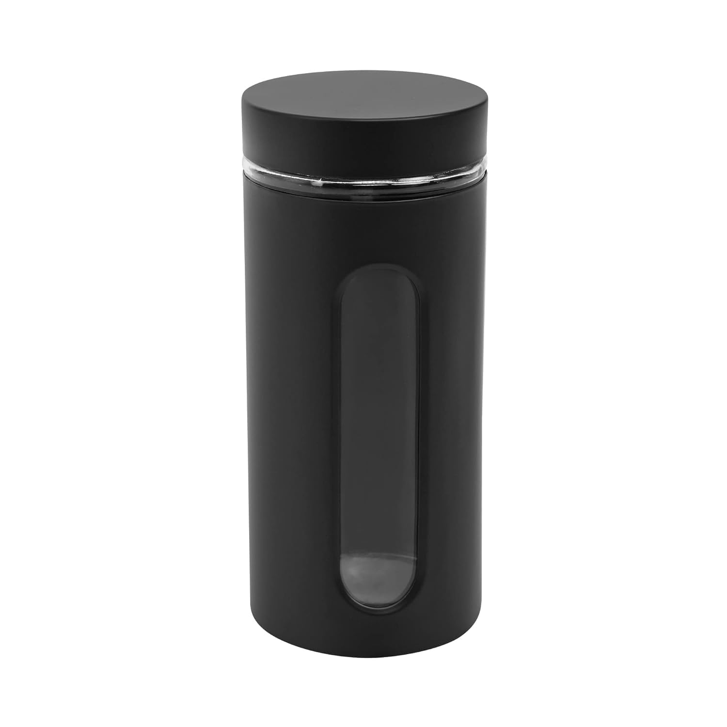 Cutting EDGE Oval Window - Powdered Black Finish Glass Jars for Dal,Dry Fruits,Spices and other Kitchen Storage