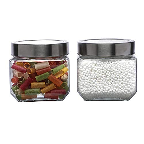 Cutting EDGE Glass Jar Transparent Barni for Kitchen, Aachar Pickle, Dal, Dry Fruits, Masala, Spices, Grocery, Grains Storage Container with Silver See-Through Cap