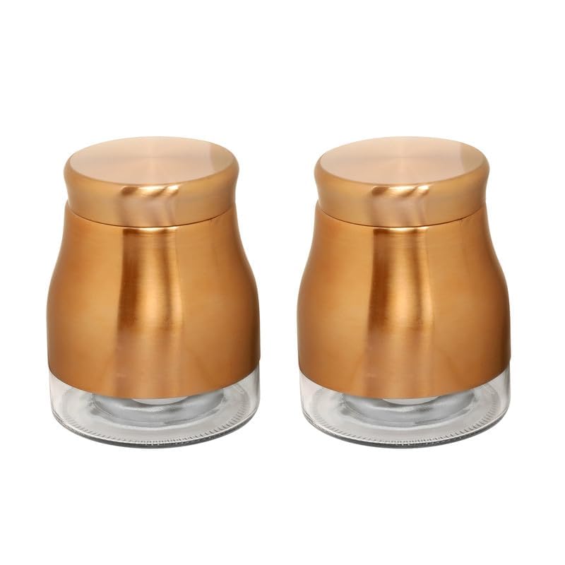 Cutting EDGE Rose Gold Finish - Bell Bottom Glass Jars for Sugar, Cereal,  Spices, Pulses and other Kitchen Storage