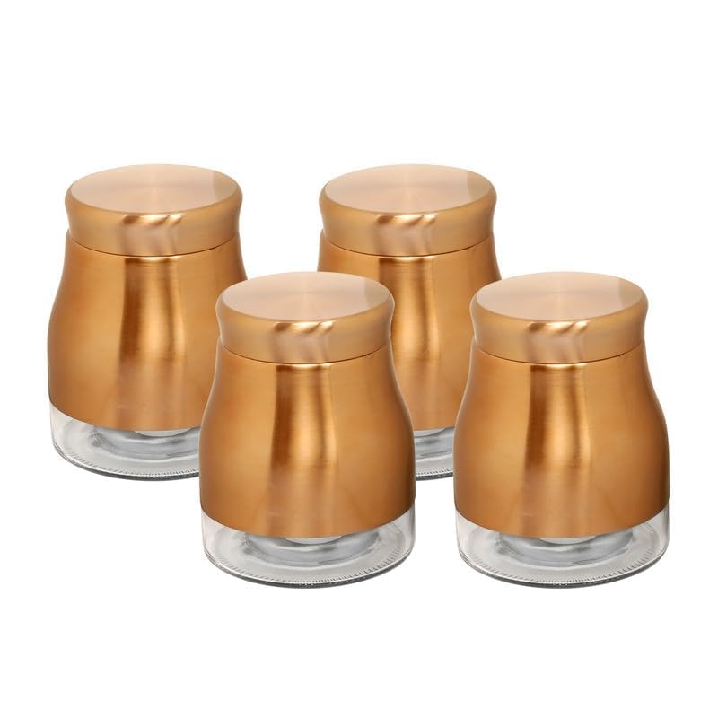 Cutting EDGE Rose Gold Finish - Bell Bottom Glass Jars for Sugar, Cereal,  Spices, Pulses and other Kitchen Storage