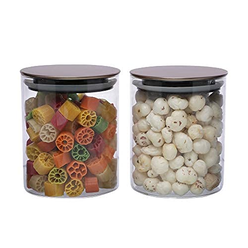 Cutting EDGE Borosilicate Round Glass Jar for Kitchen, Dry Fruits, Snacks, Storage with Metallic Lid with Silicone Sealant Ring Inside