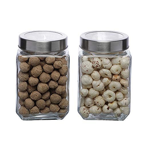 Cutting EDGE Glass Jar Transparent Barni for Kitchen, Aachar Pickle, Dal, Dry Fruits, Masala, Spices, Grocery, Grains Storage Container with Silver See-Through Cap