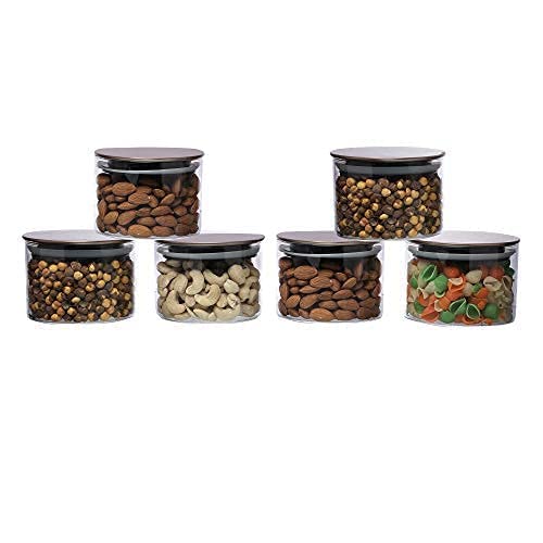 Cutting EDGE Borosilicate Round Glass Jar for Kitchen, Dry Fruits, Snacks, Storage with Metallic Lid with Silicone Sealant Ring Inside