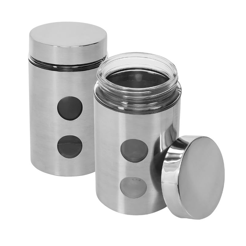 Cutting EDGE Drip Window - Steel Jacketed Glass Jars for Dal, Dry, Spices, Fruits, Kitchen Storage Container