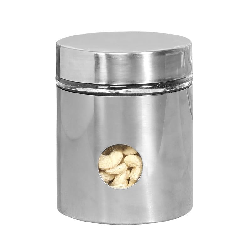Cutting EDGE Drip Window - Steel Jacketed Glass Jars for Dal, Dry, Spices, Fruits, Kitchen Storage Container