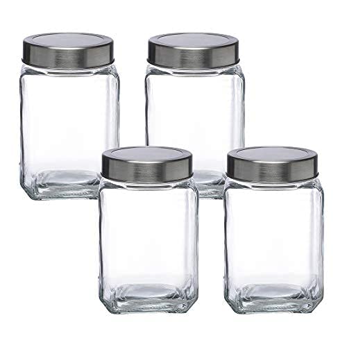 Cutting EDGE Glass Jar Transparent Barni for Kitchen, Aachar Pickle, Dal, Dry Fruits, Masala, Spices, Grocery, Grains Storage Container with Silver See-Through Cap