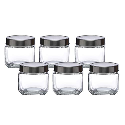 Cutting EDGE Glass Jar Transparent Barni for Kitchen, Aachar Pickle, Dal, Dry Fruits, Masala, Spices, Grocery, Grains Storage Container with Silver See-Through Cap