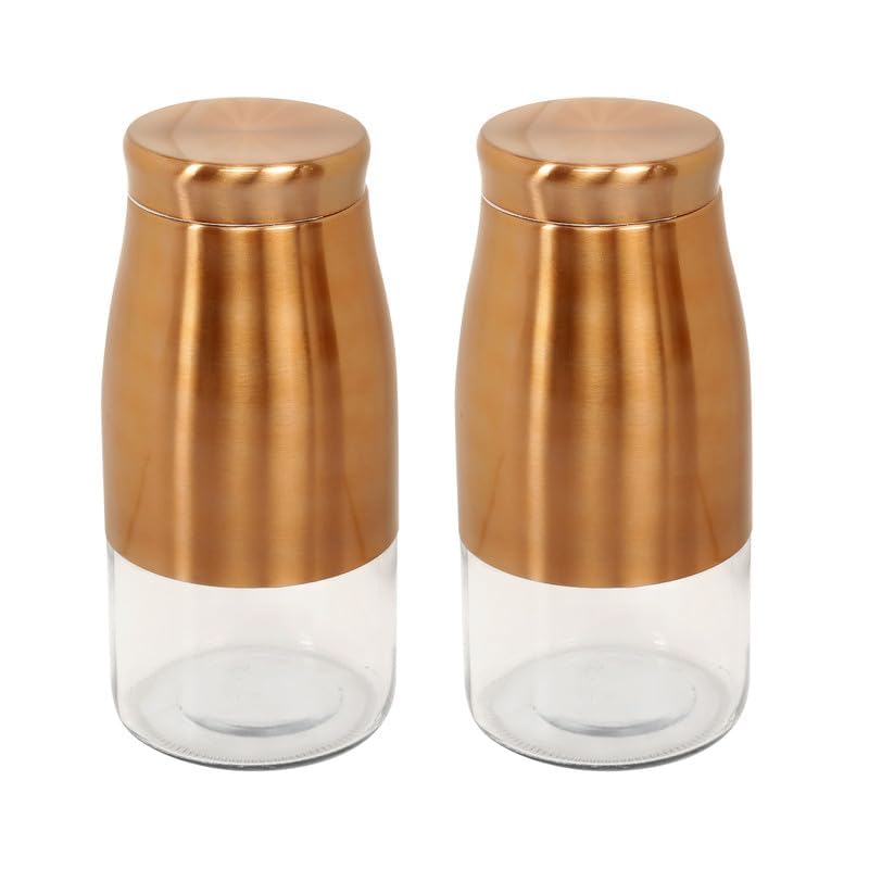 Cutting EDGE Rose Gold Finish - Bell Bottom Glass Jars for Sugar, Cereal,  Spices, Pulses and other Kitchen Storage