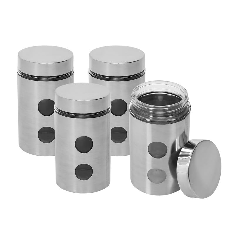 Cutting EDGE Drip Window - Steel Jacketed Glass Jars for Dal, Dry, Spices, Fruits, Kitchen Storage Container