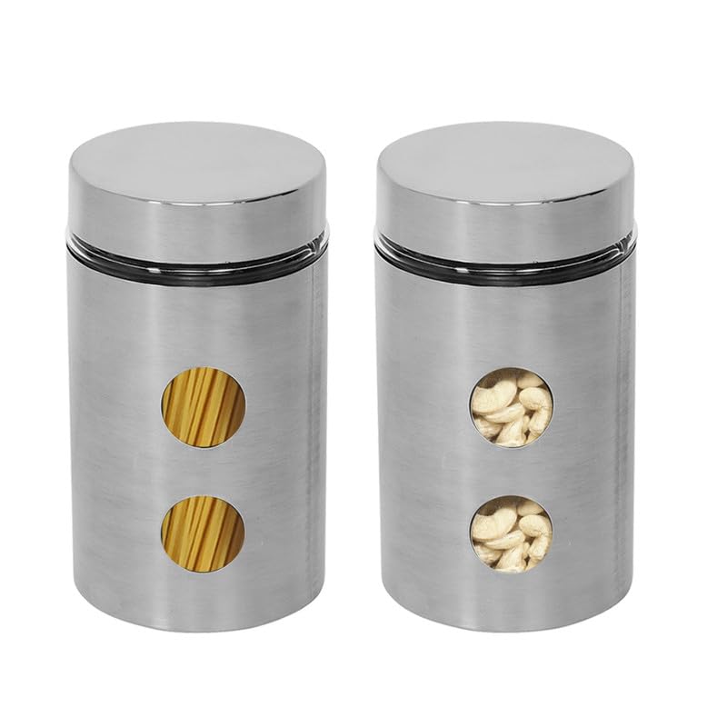 Cutting EDGE Drip Window - Steel Jacketed Glass Jars for Dal, Dry, Spices, Fruits, Kitchen Storage Container