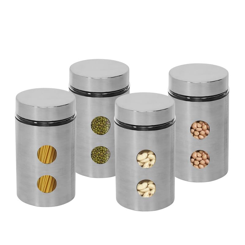 Cutting EDGE Drip Window - Steel Jacketed Glass Jars for Dal, Dry, Spices, Fruits, Kitchen Storage Container