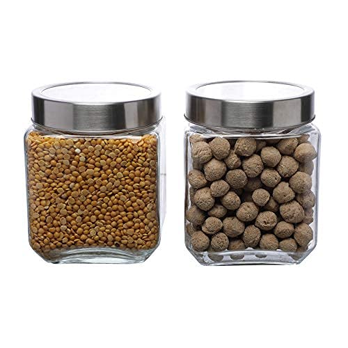 Cutting EDGE Glass Jar Transparent Barni for Kitchen, Aachar Pickle, Dal, Dry Fruits, Masala, Spices, Grocery, Grains Storage Container with Silver See-Through Cap