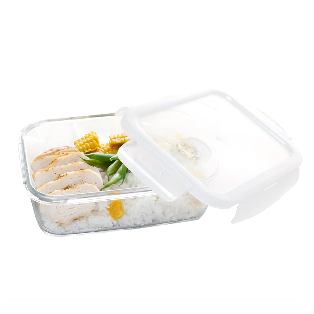 Cutting EDGE Smart Lock Borosilicate Rectangular Lunch Boxes / Glass Food Container with Air Vent Lid