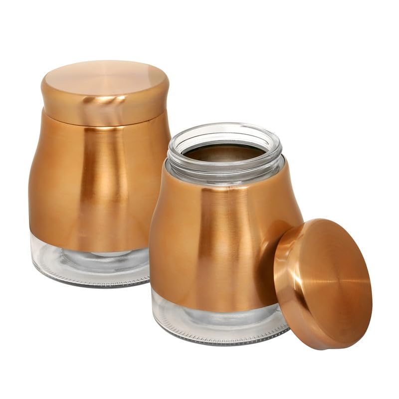Cutting EDGE Rose Gold Finish - Bell Bottom Glass Jars for Sugar, Cereal,  Spices, Pulses and other Kitchen Storage