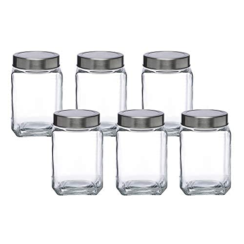 Cutting EDGE Glass Jar Transparent Barni for Kitchen, Aachar Pickle, Dal, Dry Fruits, Masala, Spices, Grocery, Grains Storage Container with Silver See-Through Cap
