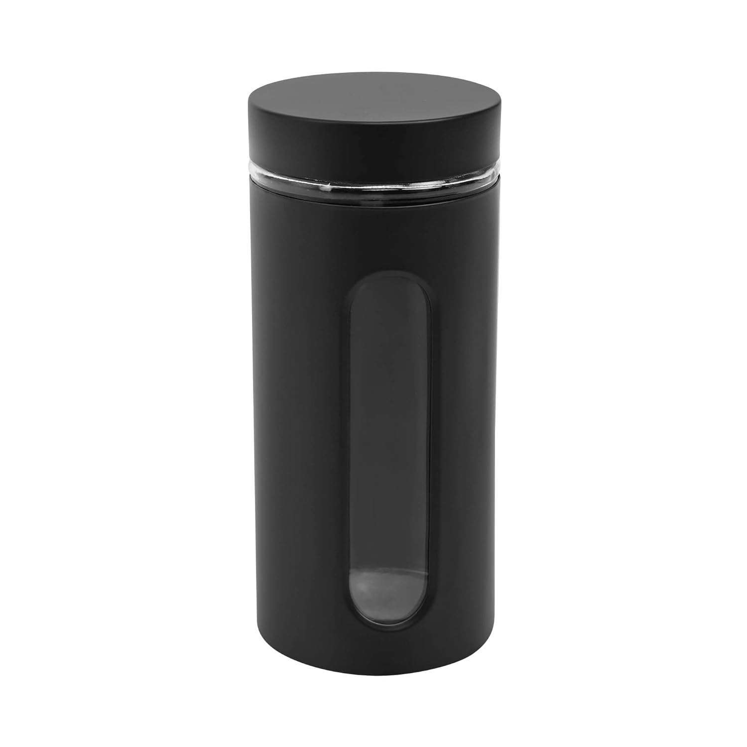 Cutting EDGE Oval Window - Powdered Black Finish Glass Jars for Dal,Dry Fruits,Spices and other Kitchen Storage