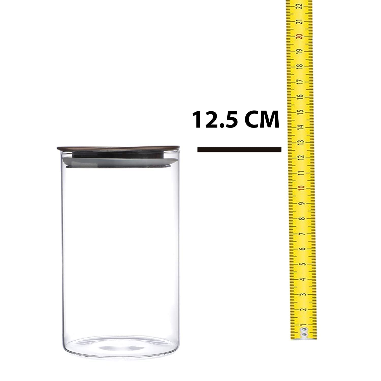 Cutting EDGE Borosilicate Round Glass Jar for Kitchen, Dry Fruits, Snacks, Storage with Metallic Lid with Silicone Sealant Ring Inside
