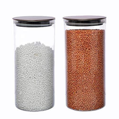Cutting EDGE Borosilicate Round Glass Jar for Kitchen, Dry Fruits, Snacks, Storage with Metallic Lid with Silicone Sealant Ring Inside