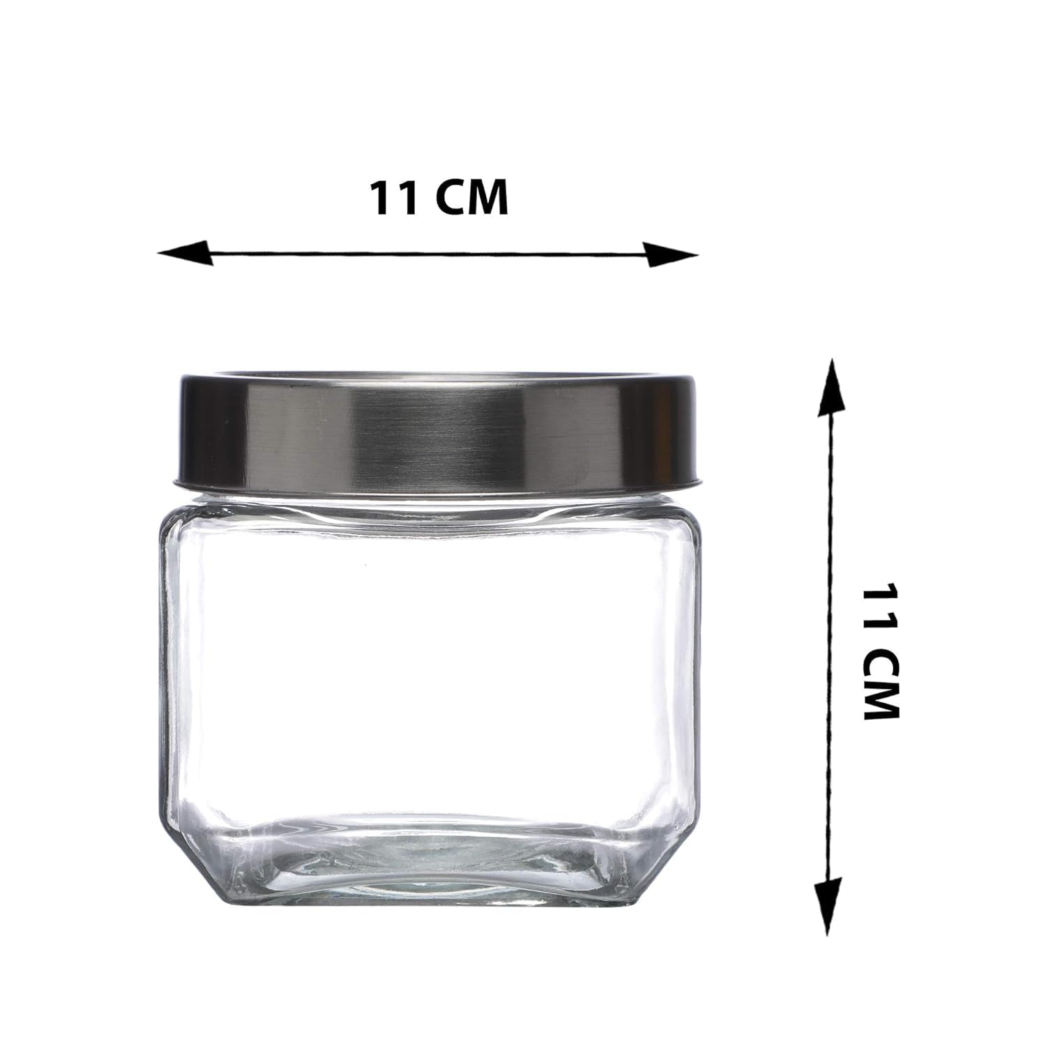 Cutting EDGE Glass Jar Transparent Barni for Kitchen, Aachar Pickle, Dal, Dry Fruits, Masala, Spices, Grocery, Grains Storage Container with Silver See-Through Cap