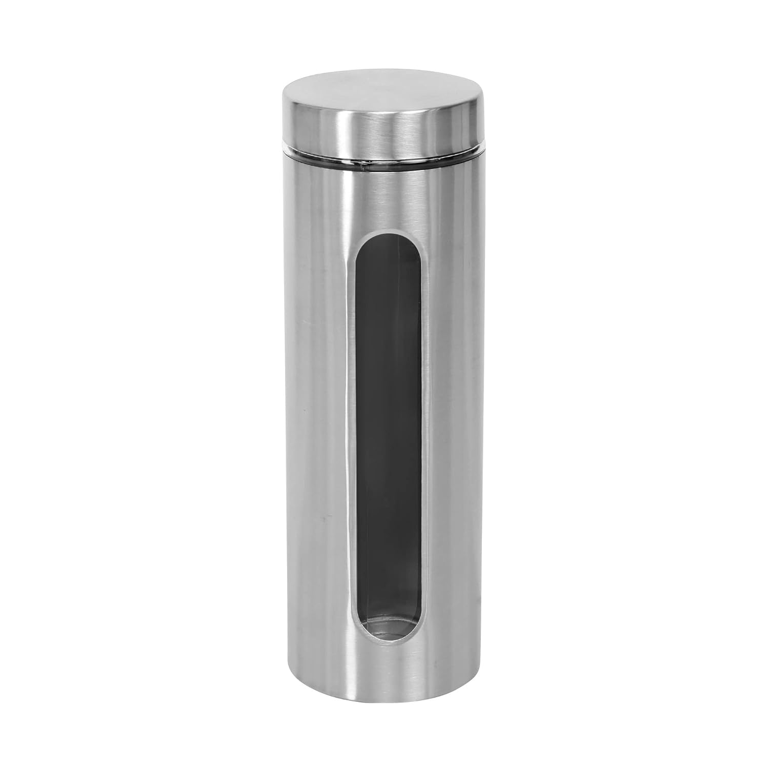 Cutting EDGE Oval Glass Window - Steel Jacketed Glass Jars for Dal, Dry Fruits, Spices and other Kitchen Storage