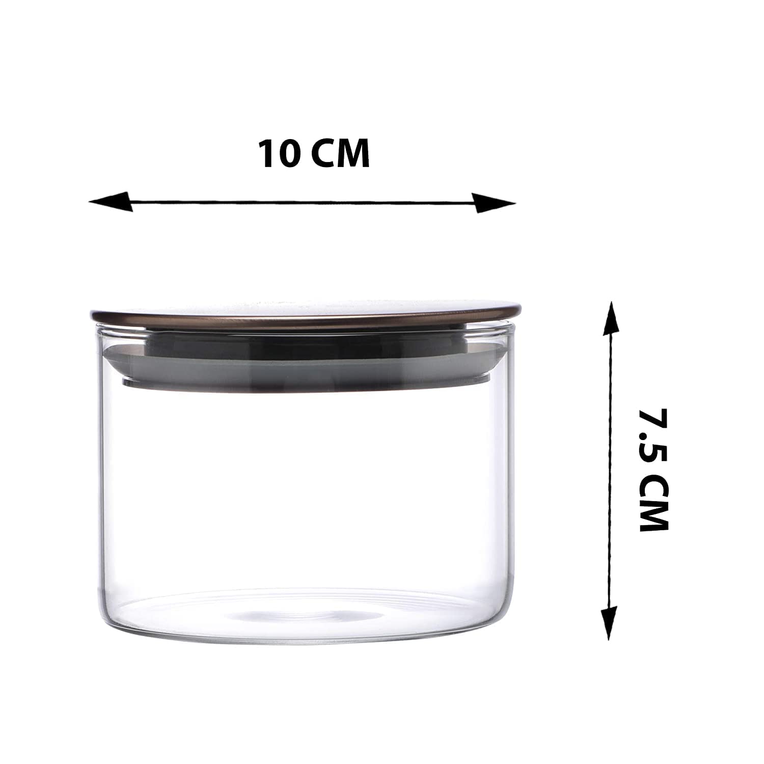 Cutting EDGE Borosilicate Round Glass Jar for Kitchen, Dry Fruits, Snacks, Storage with Metallic Lid with Silicone Sealant Ring Inside