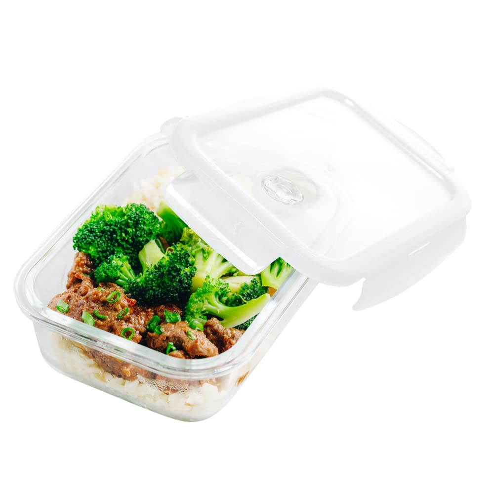 Cutting EDGE Smart Lock Borosilicate Rectangular Lunch Boxes / Glass Food Container with Air Vent Lid
