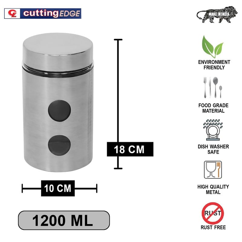 Cutting EDGE Drip Window - Steel Jacketed Glass Jars for Dal, Dry, Spices, Fruits, Kitchen Storage Container