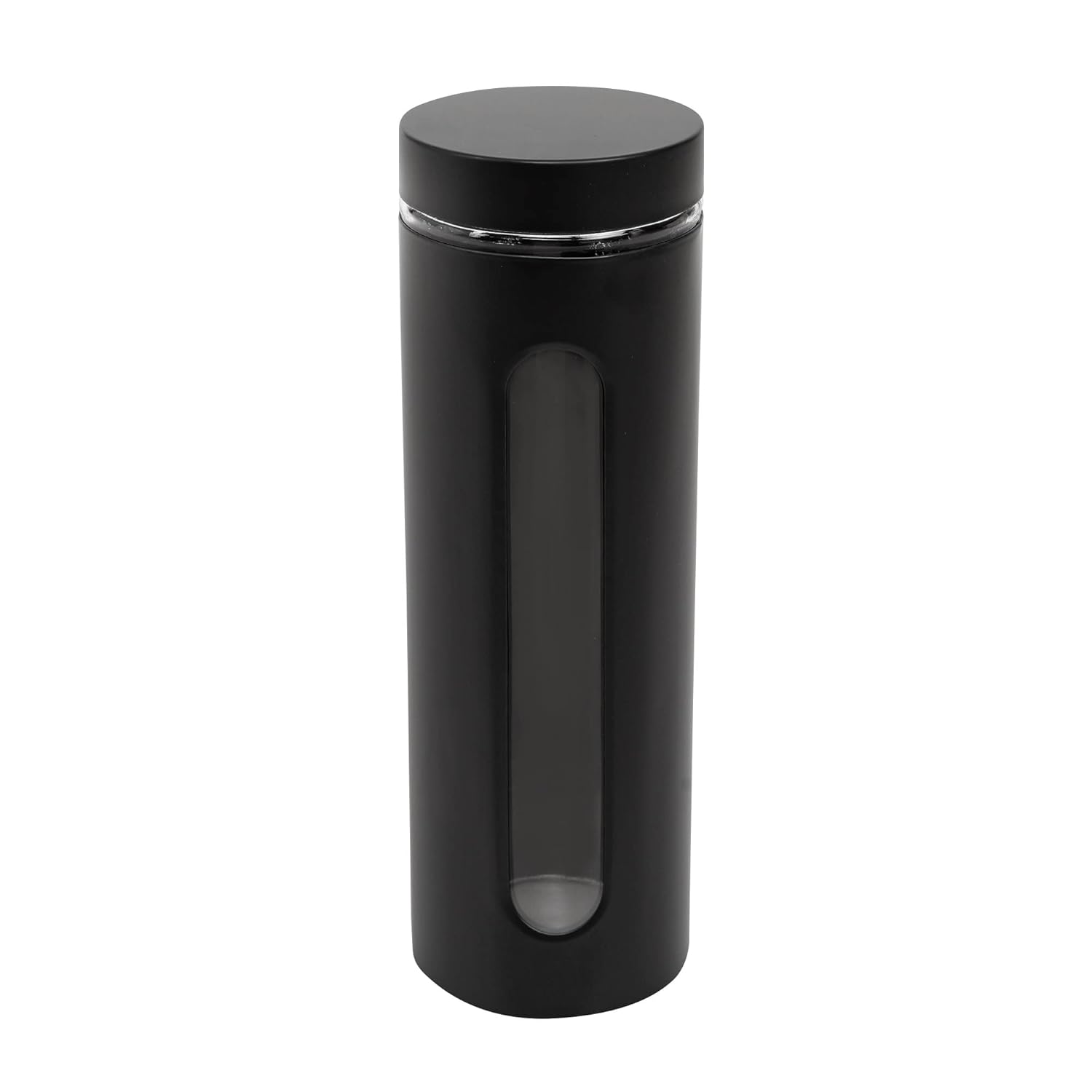 Cutting EDGE Oval Window - Powdered Black Finish Glass Jars for Dal,Dry Fruits,Spices and other Kitchen Storage