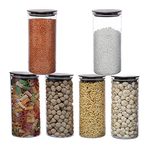 Cutting EDGE Borosilicate Round Glass Jar for Kitchen, Dry Fruits, Snacks, Storage with Metallic Lid with Silicone Sealant Ring Inside