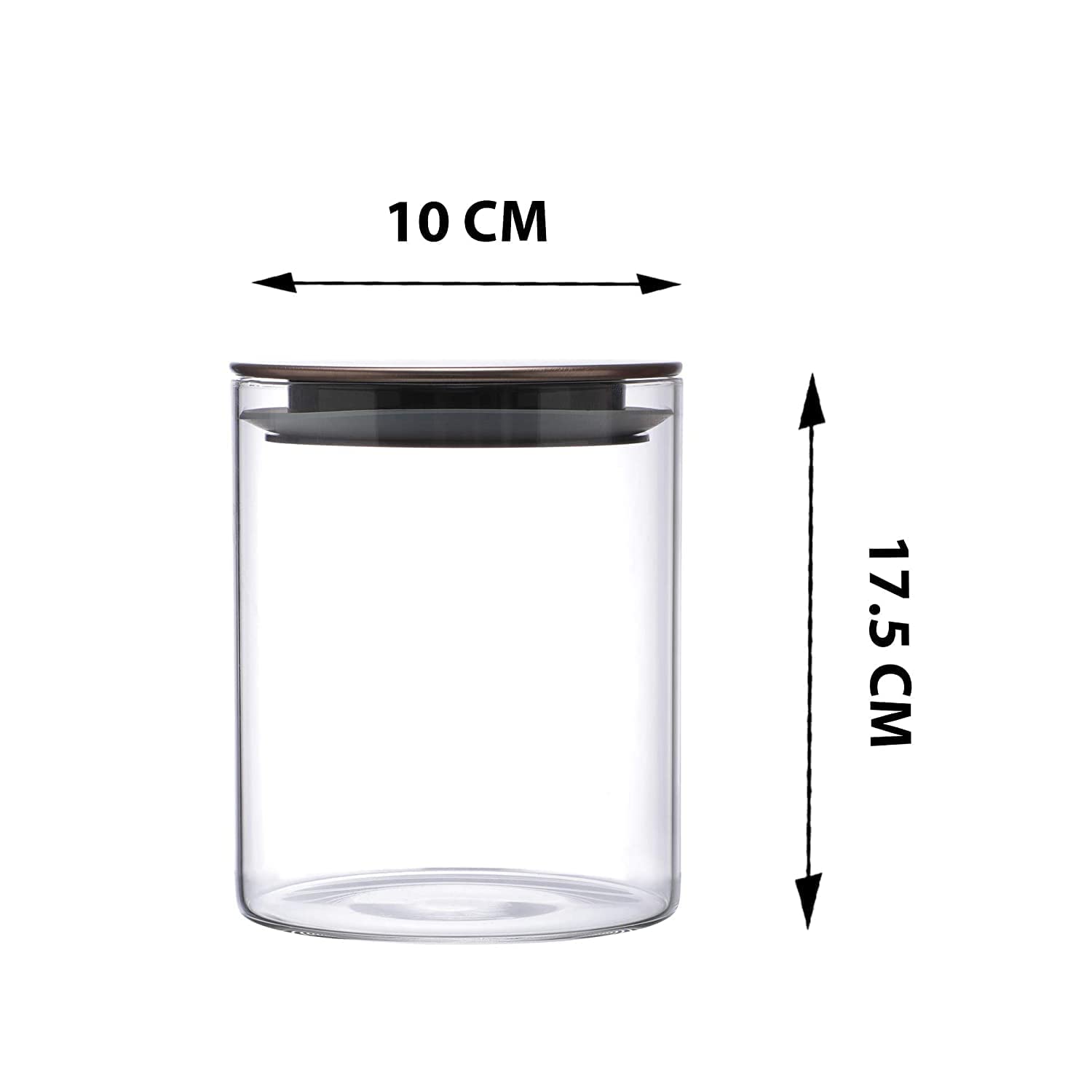 Cutting EDGE Borosilicate Round Glass Jar for Kitchen, Dry Fruits, Snacks, Storage with Metallic Lid with Silicone Sealant Ring Inside