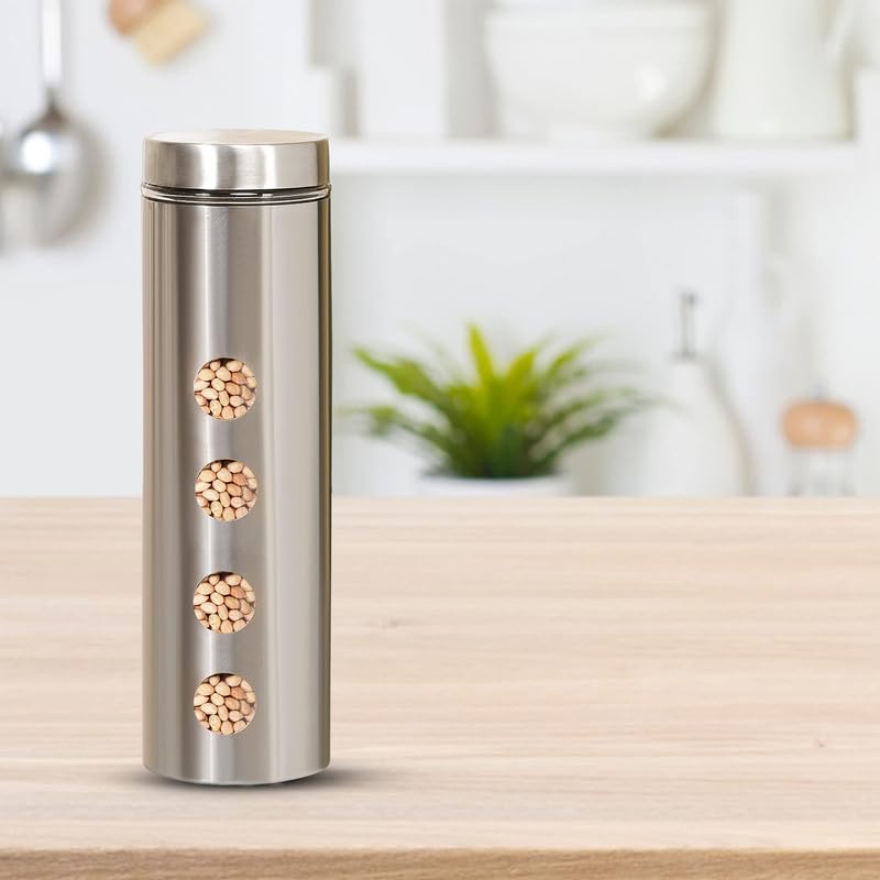 Cutting EDGE Drip Window - Steel Jacketed Glass Jars for Dal, Dry, Spices, Fruits, Kitchen Storage Container