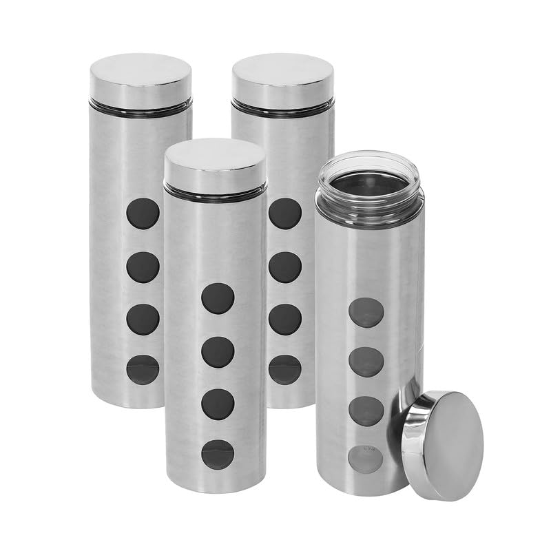 Cutting EDGE Drip Window - Steel Jacketed Glass Jars for Dal, Dry, Spices, Fruits, Kitchen Storage Container