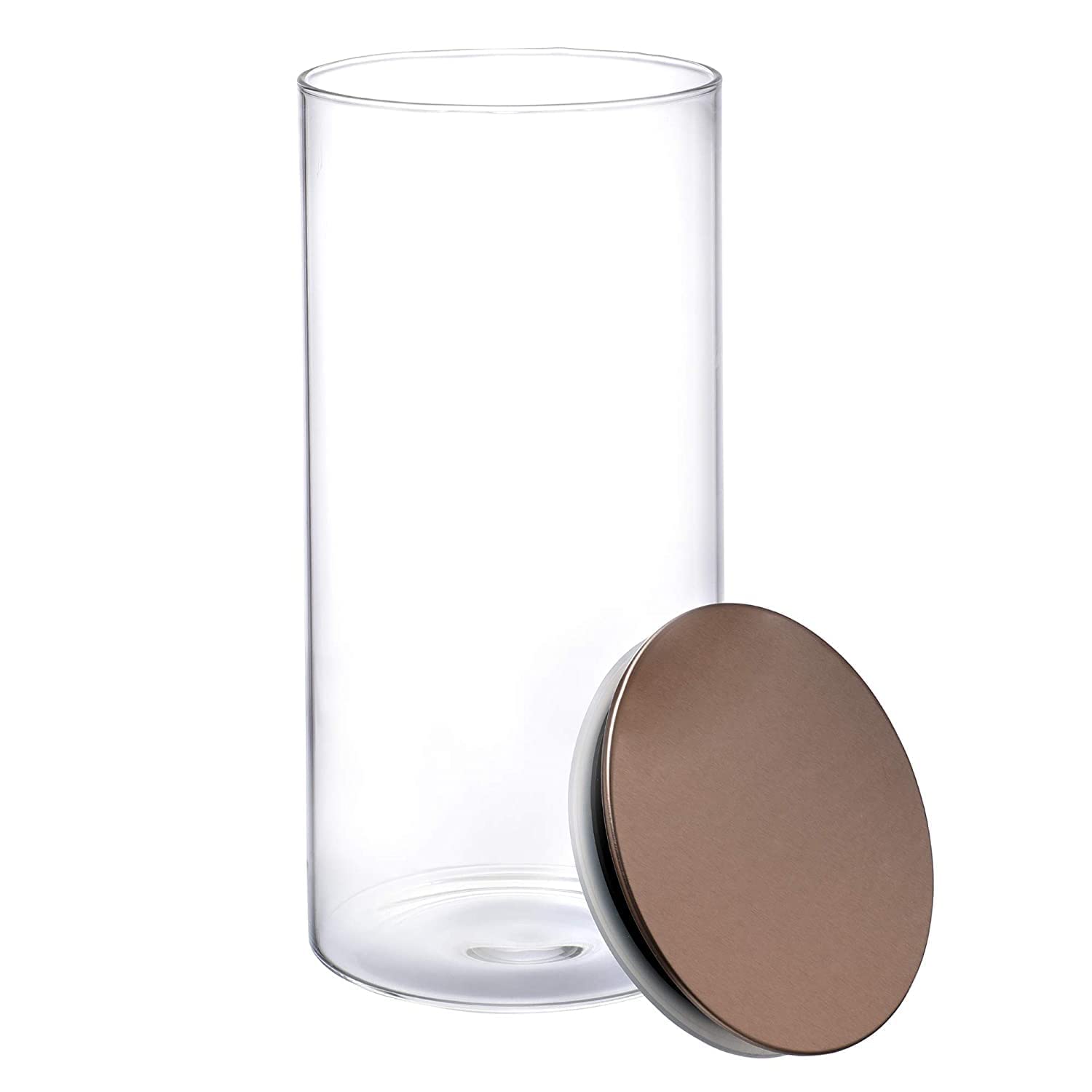 Cutting EDGE Borosilicate Round Glass Jar for Kitchen, Dry Fruits, Snacks, Storage with Metallic Lid with Silicone Sealant Ring Inside