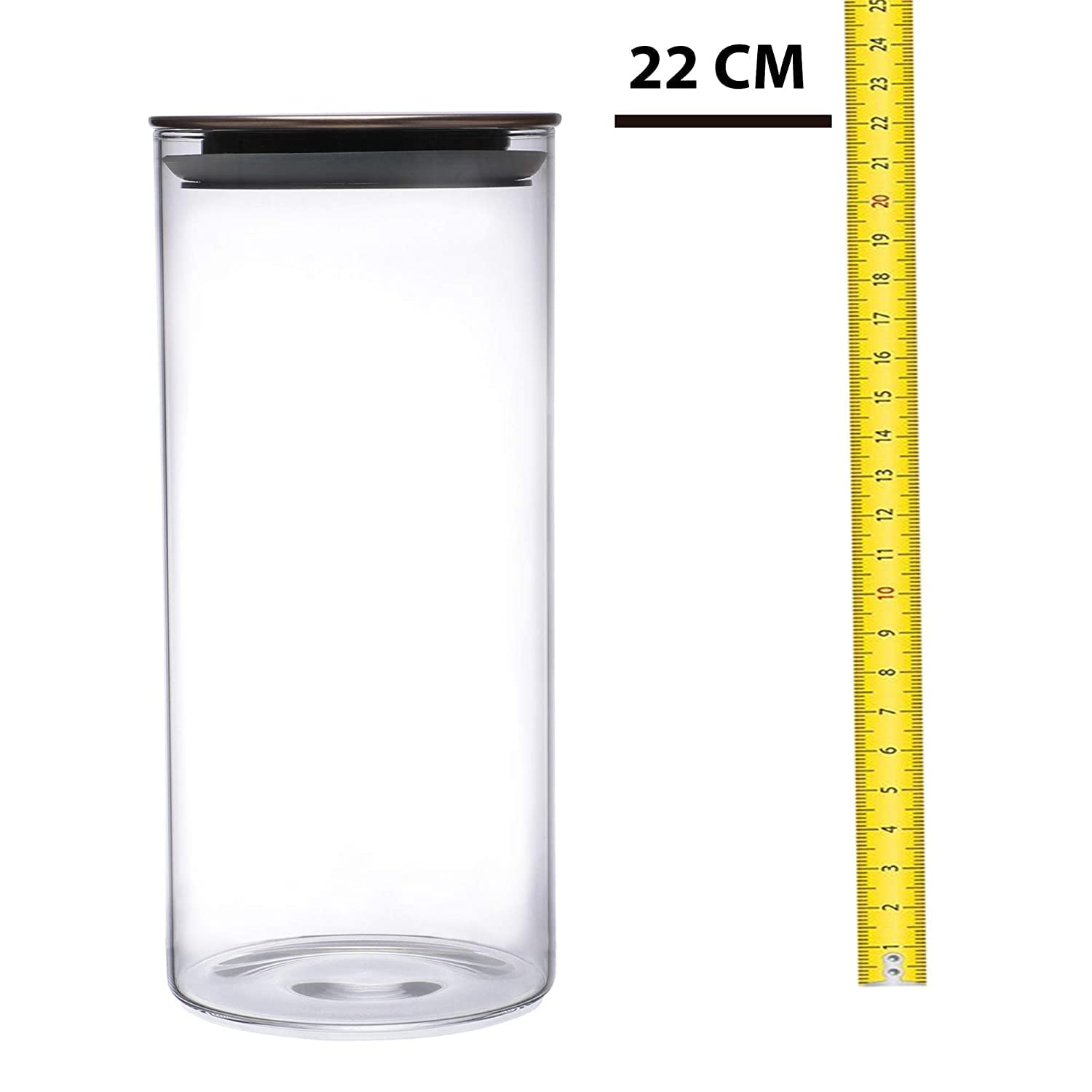 Cutting EDGE Borosilicate Round Glass Jar for Kitchen, Dry Fruits, Snacks, Storage with Metallic Lid with Silicone Sealant Ring Inside