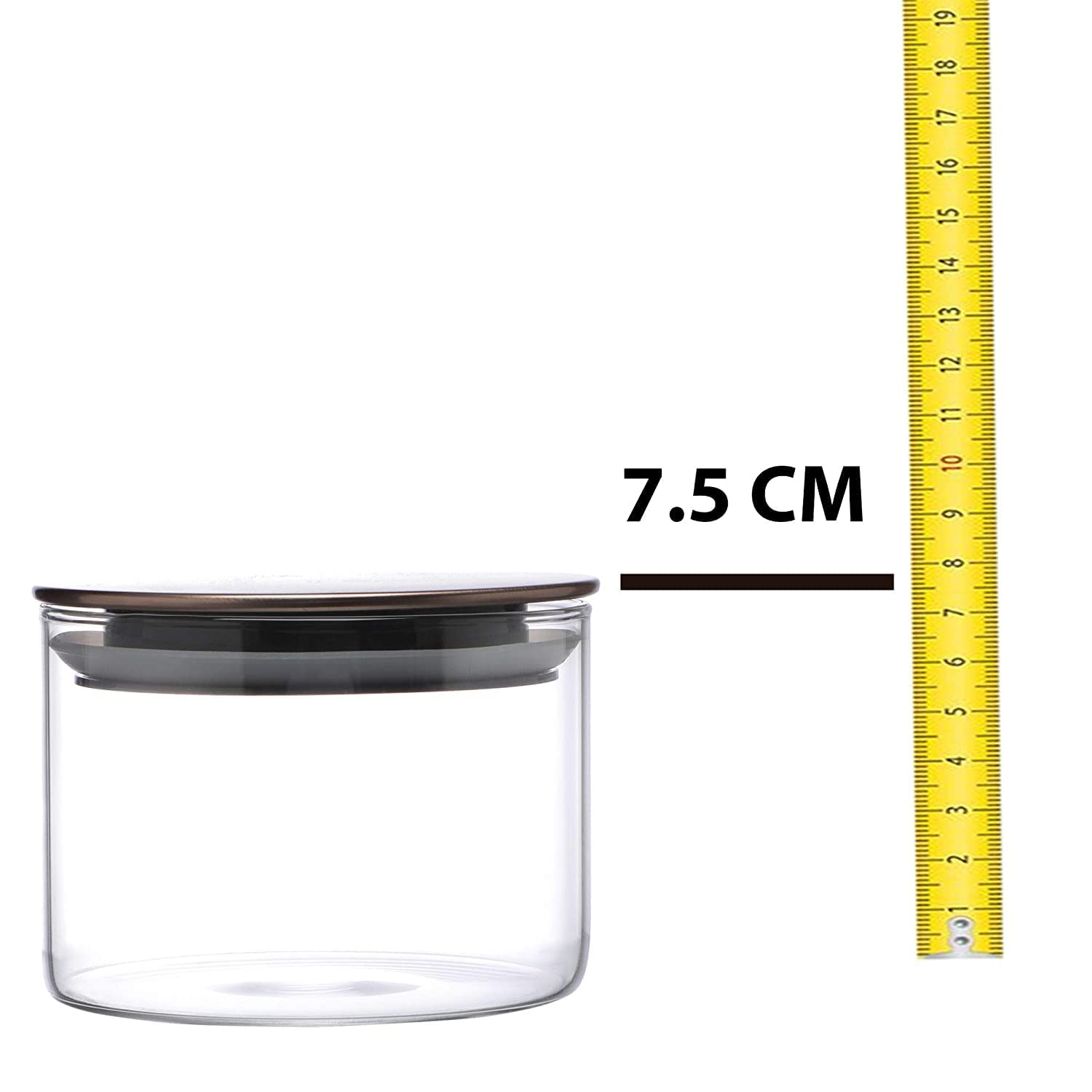 Cutting EDGE Borosilicate Round Glass Jar for Kitchen, Dry Fruits, Snacks, Storage with Metallic Lid with Silicone Sealant Ring Inside