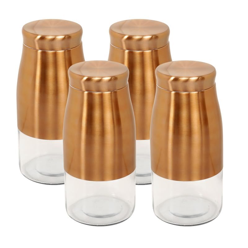 Cutting EDGE Rose Gold Finish - Bell Bottom Glass Jars for Sugar, Cereal,  Spices, Pulses and other Kitchen Storage