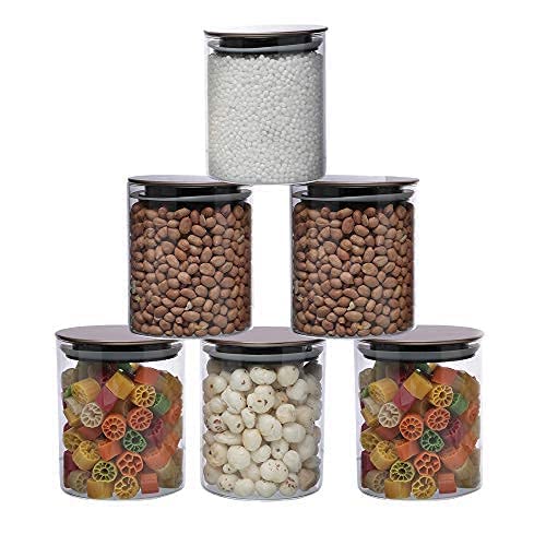 Cutting EDGE Borosilicate Round Glass Jar for Kitchen, Dry Fruits, Snacks, Storage with Metallic Lid with Silicone Sealant Ring Inside