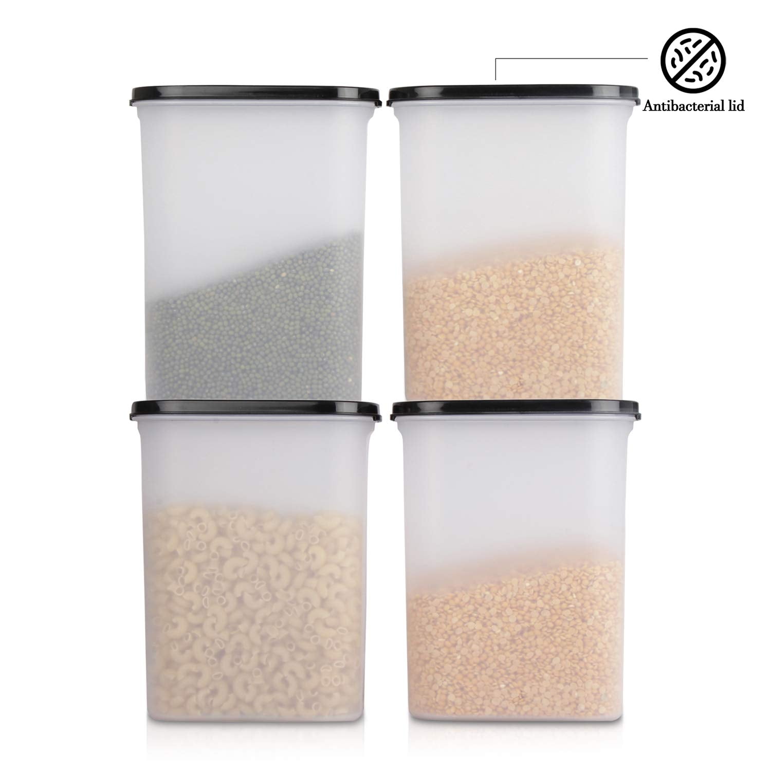 Cutting EDGE Anti Microbial Seal, Anti Bacterial Protection Storage Containers Set Oval, Modular Kitchen, for Flour, Cereals, Snacks, Stackable, BPA Free, Modular