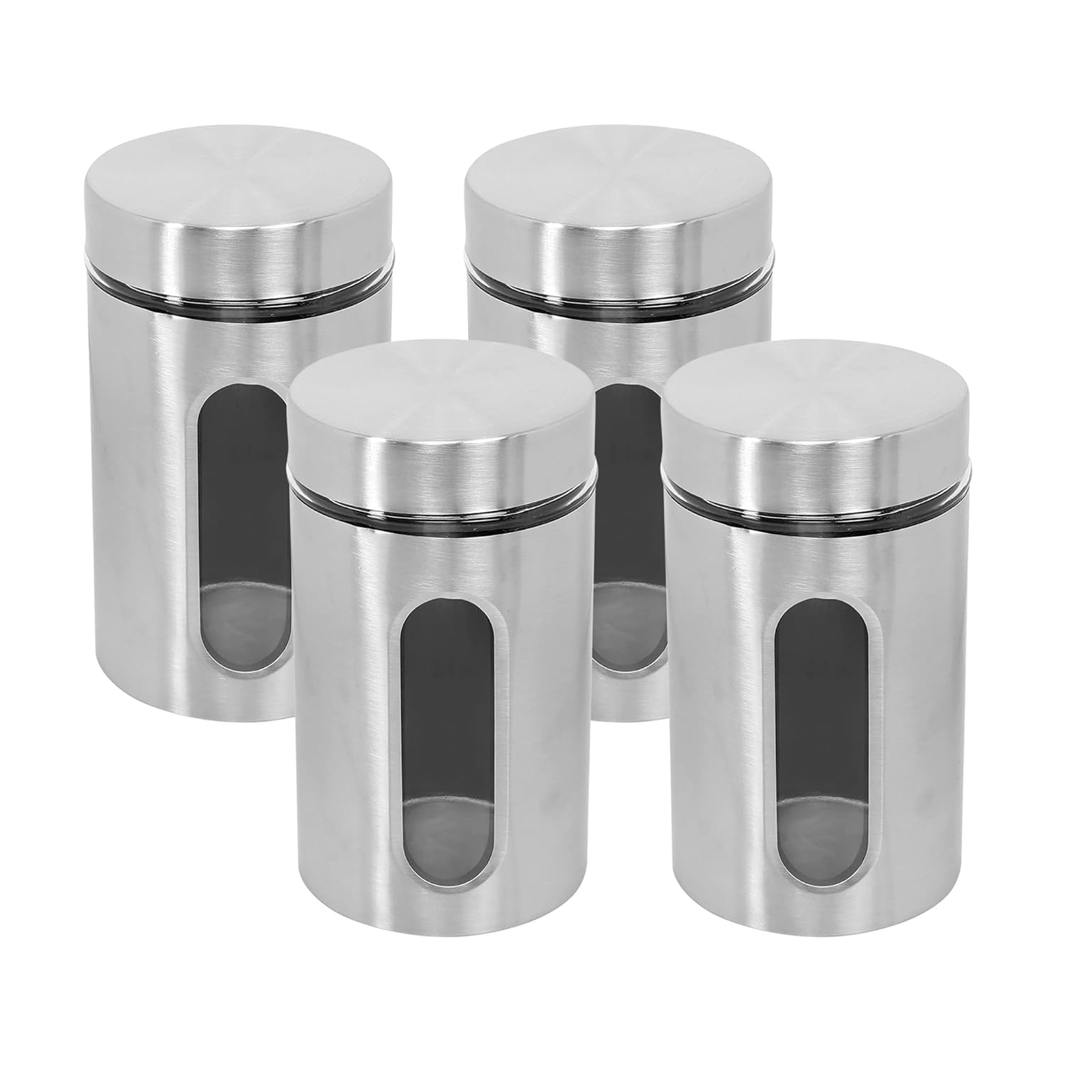 Cutting EDGE Oval Glass Window - Steel Jacketed Glass Jars for Dal, Dry Fruits, Spices and other Kitchen Storage