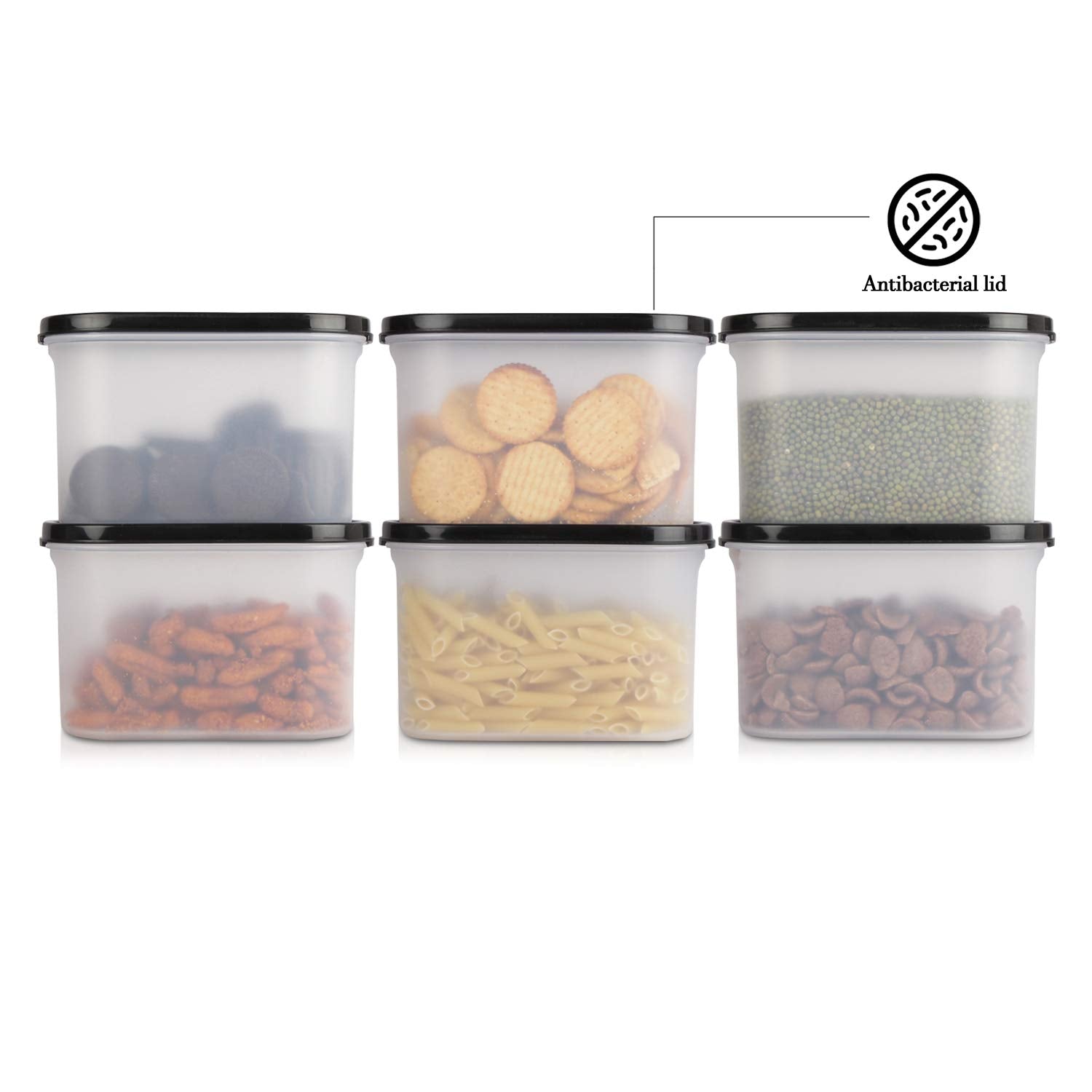 Cutting EDGE Anti Microbial Seal, Anti Bacterial Protection Storage Containers Set Oval, Modular Kitchen, for Flour, Cereals, Snacks, Stackable, BPA Free, Modular