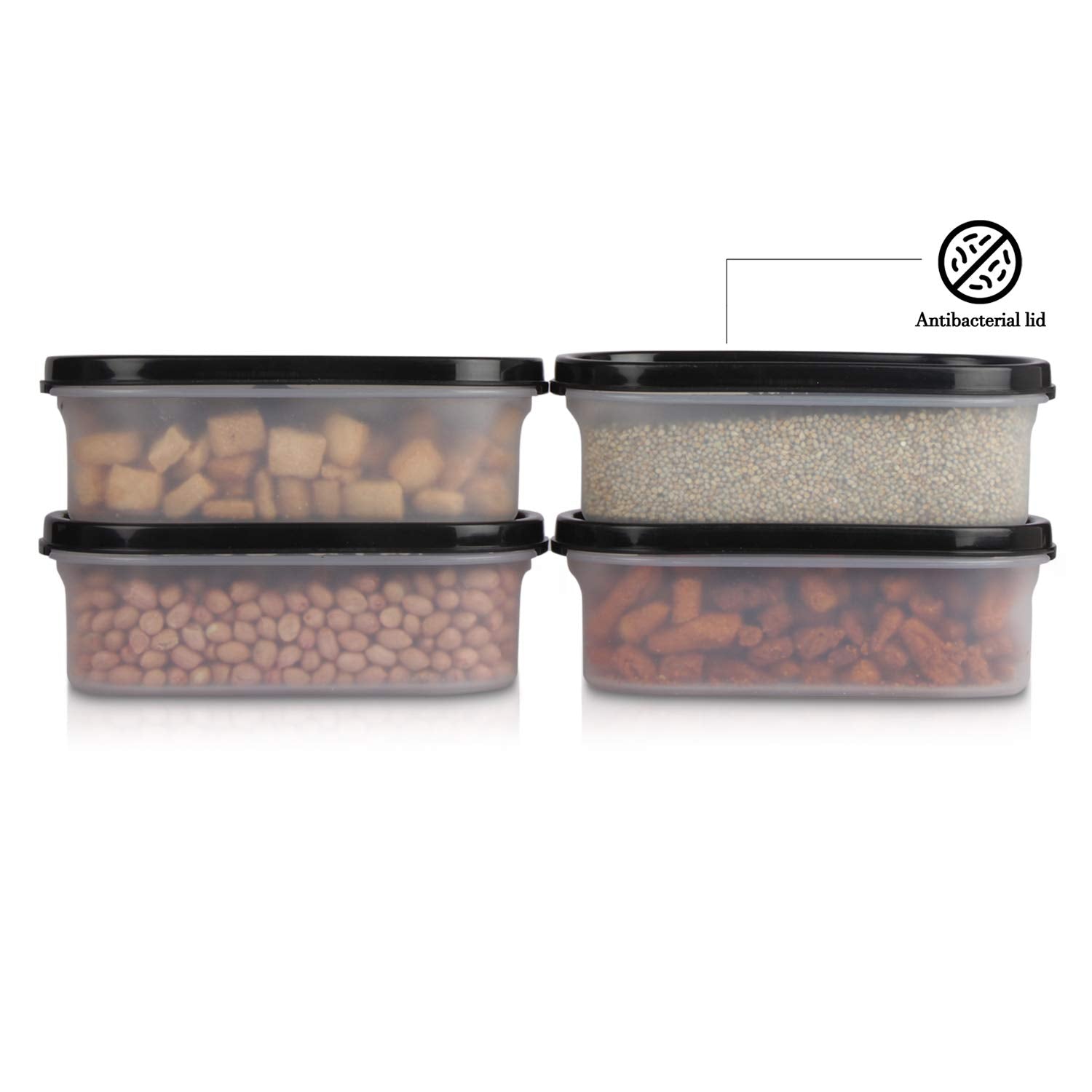 Cutting EDGE Anti Microbial Seal, Anti Bacterial Protection Storage Containers Set Oval, Modular Kitchen, for Flour, Cereals, Snacks, Stackable, BPA Free, Modular